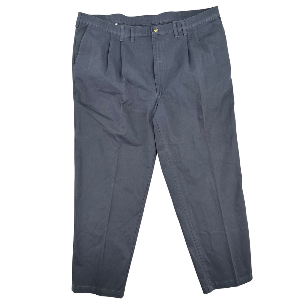 Timber Creek by Wrangler Mens Pleated Chino‎ Pants Navy Blue 44x32